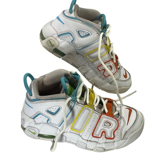 Nike Air More Uptempo GS Sneakers White Multicolor Letters Youth Size 2Y - Picture 3 of 12